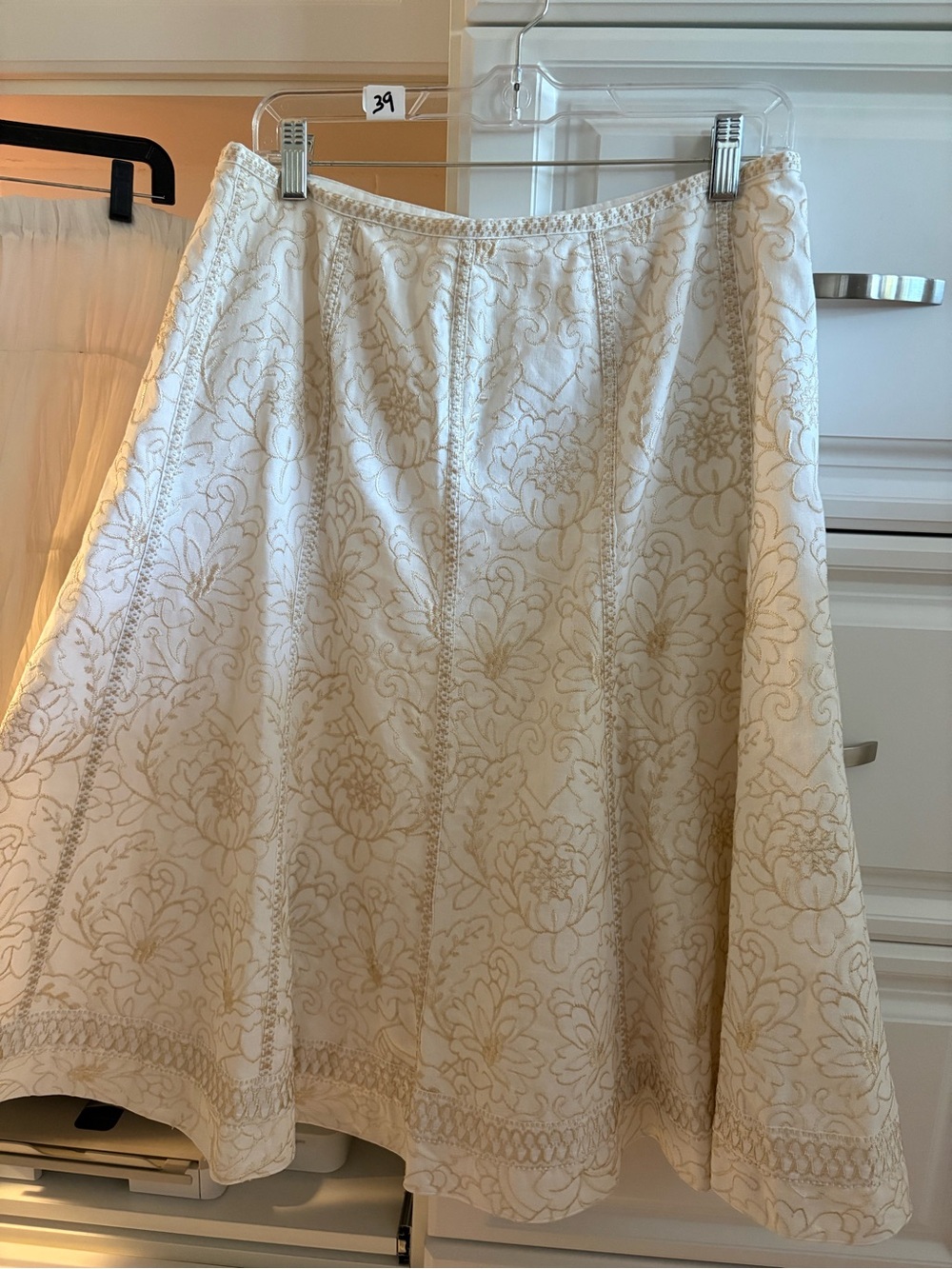 Beautiful Women's Cream Floral Embroidered Skirt
